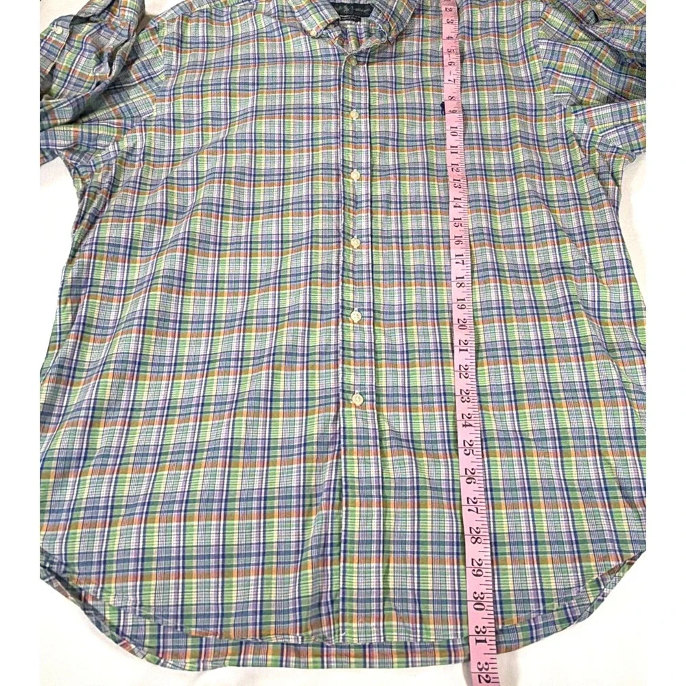 Vintage Polo Ralph Lauren Plaid Shirt Mens‎ XL Green Classic Fit Button Down
